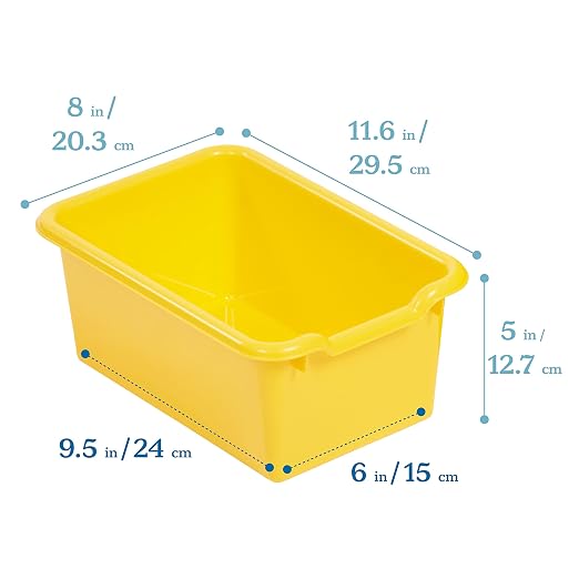 ECR4Kids Scoop Front Storage Bin, Multipurpose Organization, Yellow, 5-Piece - Image 2