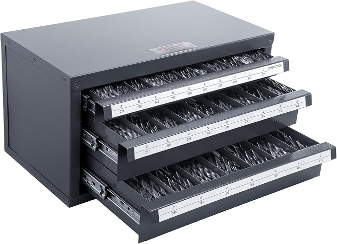 VEVOR Drill Bit Dispenser Cabinet, Three-Drawer Drill Bit Dispenser, Drill Bit Organizer Cabinet Cold Rolled Steel, 27-Compartment Drill Dispenser Organizer Cabinet Holder for Letter Sizes A to Z by VEVOR