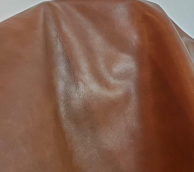 NAT Leathers Mid Brown Cognac Soft Faux Leather Fabric Sheet PU (Peta Approved Vegan) Sold by the Yard Synthetic Pleather 0.9 mm Nappa Soft Smooth Upholstery (Mid Brown, BY THE Yard) - Image 3