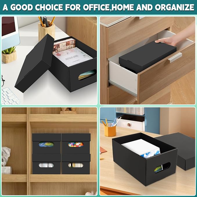 10PCS Photo Storage Box for 5"x7" Photos,12.8“ x 7.87“ x 5.3“ Picture Box Store and Protect Pictures with Lid, Photo Storage Box Documents Black - Image 7