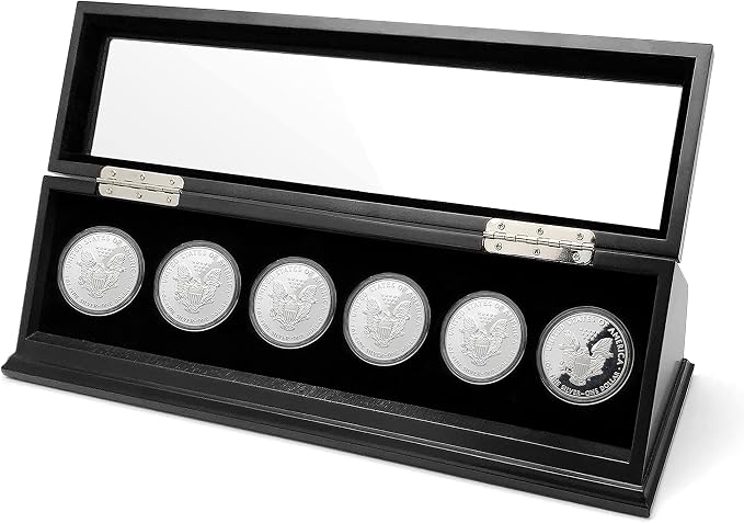 Challenge Coin Display Case 1.5-1.75 Inch 38-44.5 mm Coin Holder 1 Slot (Black, 6 Slots) by ChezMonett-HomeDecor