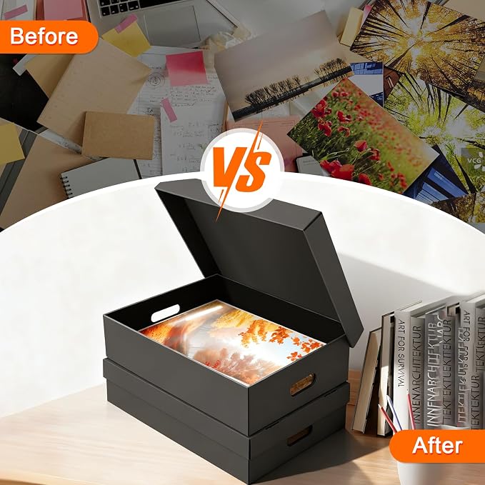 AOBOPLE 2 Pack Photo Storage Box,16" x 12" x 4" Keepsake Box with Handle Holes,Protective Storage Box for Photos Pictures Documents Artwork DIY and Souvenir,Home and Office Organizer | Cardboard Keepsake Storage Box,Photo Boxes for Pictures Documents A... - Image 5