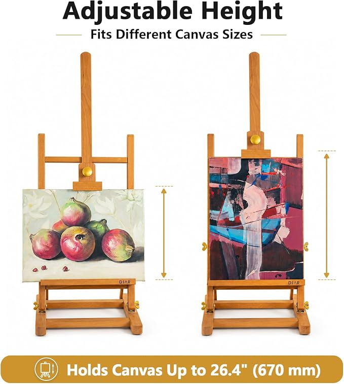 DJAR H- Frame Tabletop Painting Easel, Adjustable Solid Beech Wood Desktop Art Easel, Hold Canvas Up to 27.5", Assembly-Free Art Stand for Artist, Student, Natural - Image 5