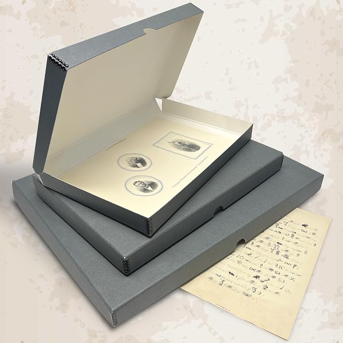 Golden State Art, Clamshell Archival Storage Box 13x19, Gray, Pack of 2 | Acid-Free Photo Box with Metal Edge Corner, Preserve And Store Paper Documents Cards Prints Arts and Crafts DIY Projects - Image 5
