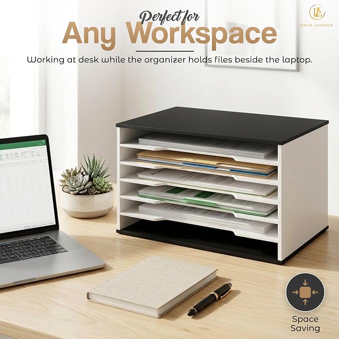 12x18 Construction Paper Organizer, 6-Tier Wooden Flat File for 11x17 & A3 Sheets | Large Durable wood composite organizer Paper Storage for Classroom, Office & Art Room | Black & White| - Image 5
