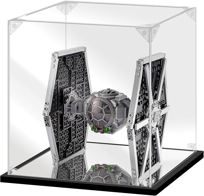 Acrylic Display Case for Collectibles Assemble Acrylic Display Box for Lego 75300 75304 75349 Helmet Model Clear Acrylic Case for Display Toys Action Figures(Black,7.9*7.9*9.8 inch) by Instnovny