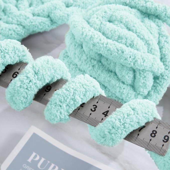 Hombys Light Blue Chunky Chenille Yarn for Crocheting and Knitting, Super Bulky Thick Fluffy Yarn for Hand Knitting Blanket, Soft Plush Yarn, 8 Jumbo Pack (27 yds, 8 oz Each Skein) - Image 4