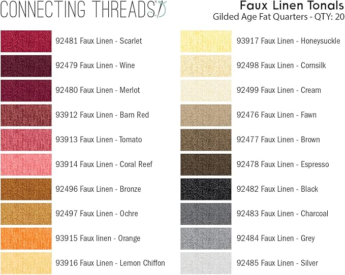 Blender Collection Precut 20 pcs 18"x22" 100% Cotton Quilting Fabric Bundle Fat Quarter (Faux Linen Tonals Gilded Age) - Image 2