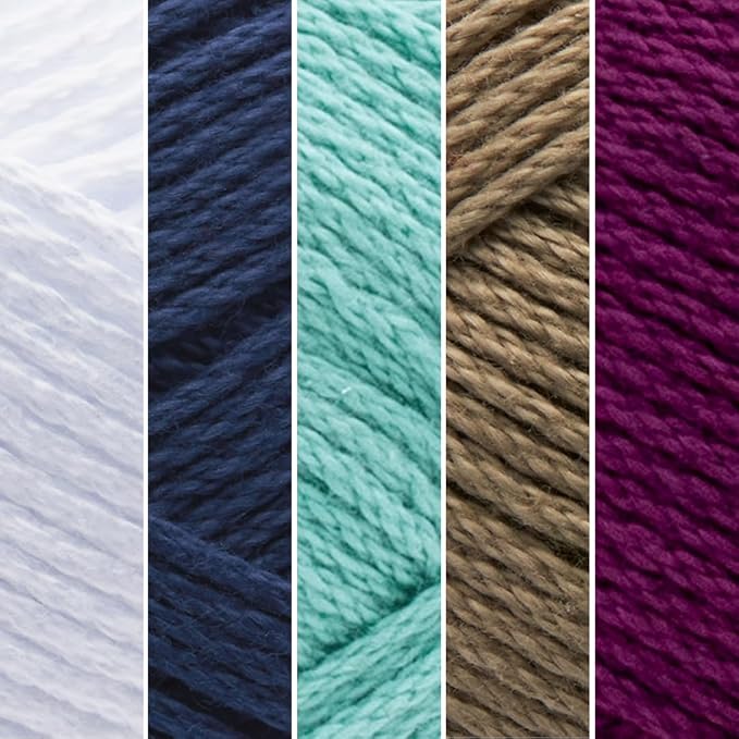 Lion Brand Yarn, 24/7 Cotton Mercerized Lightweight Yarn for Knitting, Crochet, and Crafts, Beatnik, 5 Pack, Multicolor Pack of Natural Fiber for Breathable Tops, Durable Bags, and Dish Cloths - Image 2