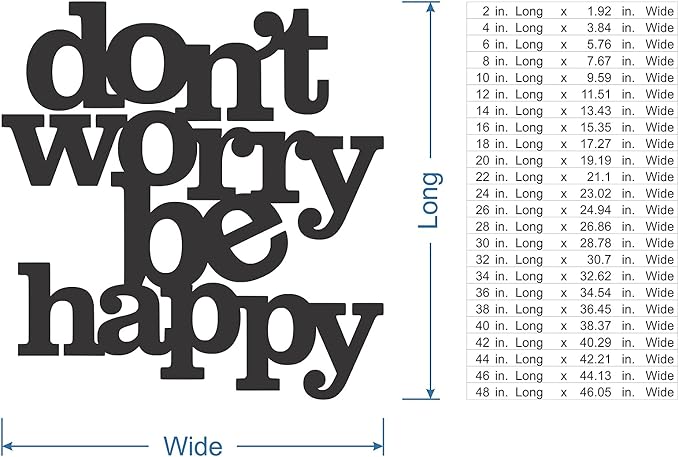 Jess and Jessica Don’t Worry Be Happy Wooden Sign 24" x1/4" Long – Home Decor Accent for Wall Hanging and DIY Crafts, Unfinished MDF Wood Cutout for Room Decor in Living Room or Home Office Use - Image 3