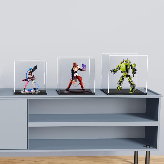 9 Inch Acrylic Case for Display, Clear Display Acrylic Box for Collectibles, Display Case with Matt Black Stand and Lid for Office Home - Image 3
