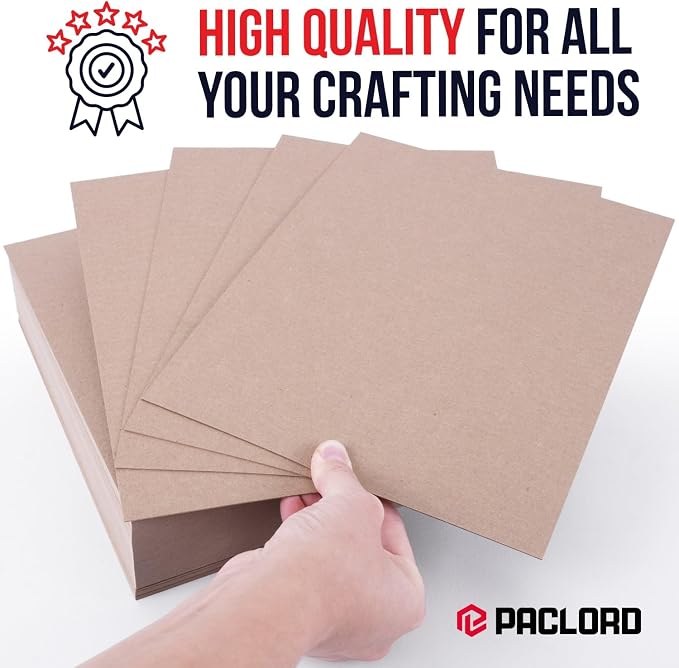 Paclord 11" x 17", Brown Kraft Pasted Chipboard Sheets, 45 Pt – Made in USA Heavy-Duty Extra Thick Cardboard Chipboard (Bundle of 80), – Durable Chipboard for Picture Frame Backing, Book Covers - Image 8