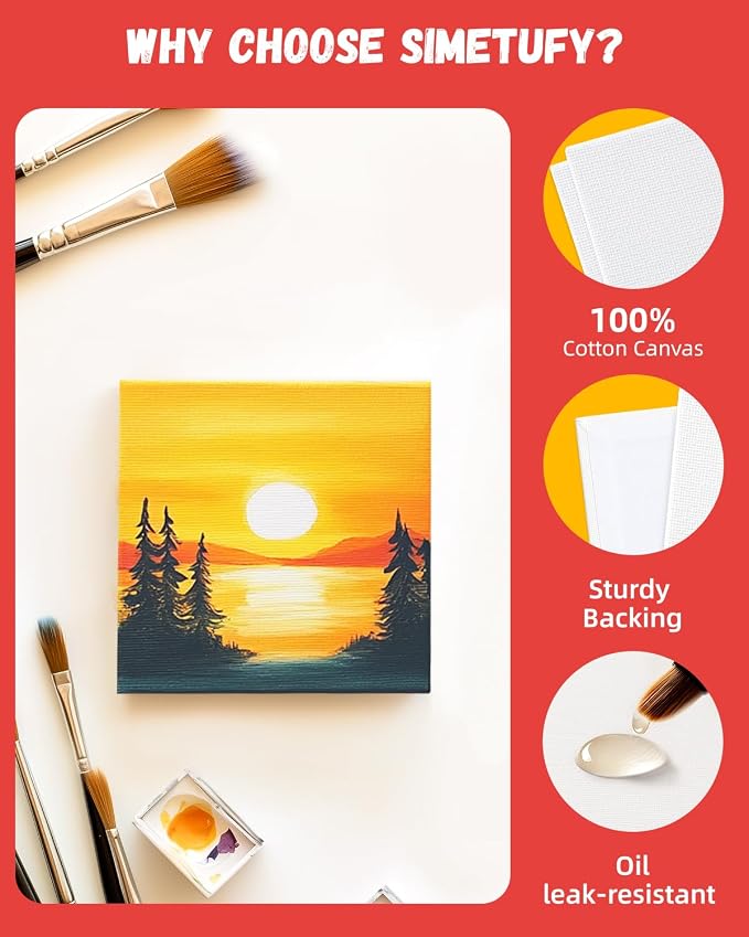 72 Pcs 4x4inch Mini Canvas Boards for Painting, Square Art Panels | 100% Cotton Primed Acid Free Blank for Oil,Watercolor,Acrylic Paint, Collage Art Projects - Image 6