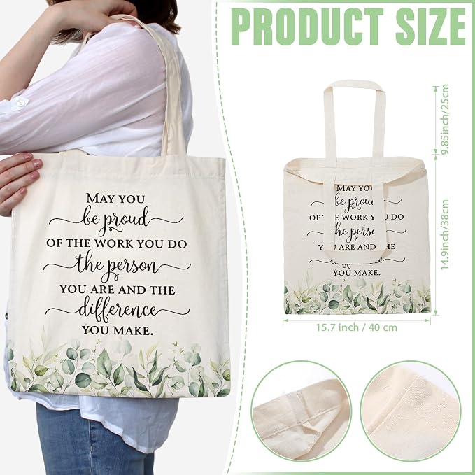 Roowest 60 Pcs Employee Appreciation Gift Totes Bulk Inspirational Canvas Bags Reusable Cotton Bag(May You Be Proud) - Image 2