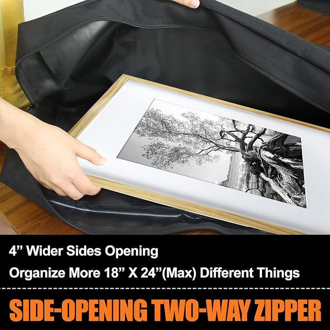 Cupohus 19" x 25" Lightweight Art Portfolio Bag (Edition 2.0) with Outer Pockets and Handle, Student Carry Transport Storage Bag for 18" x 24" Artworks - Image 2