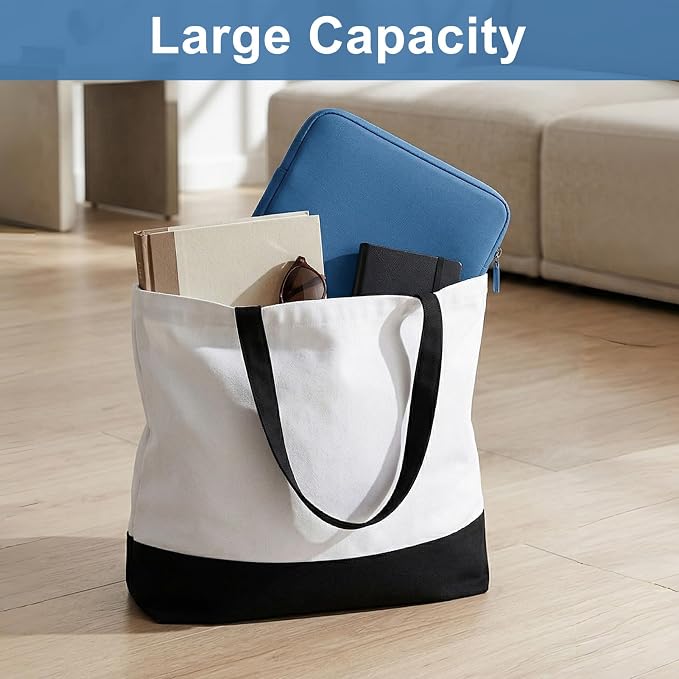 Custom Canvas Tote Bags Bulk with Logo 1 | 6 | 10 | 30 | 50 | 100 Pack Personalized Reusable Grocery Shopping Bags - Image 3