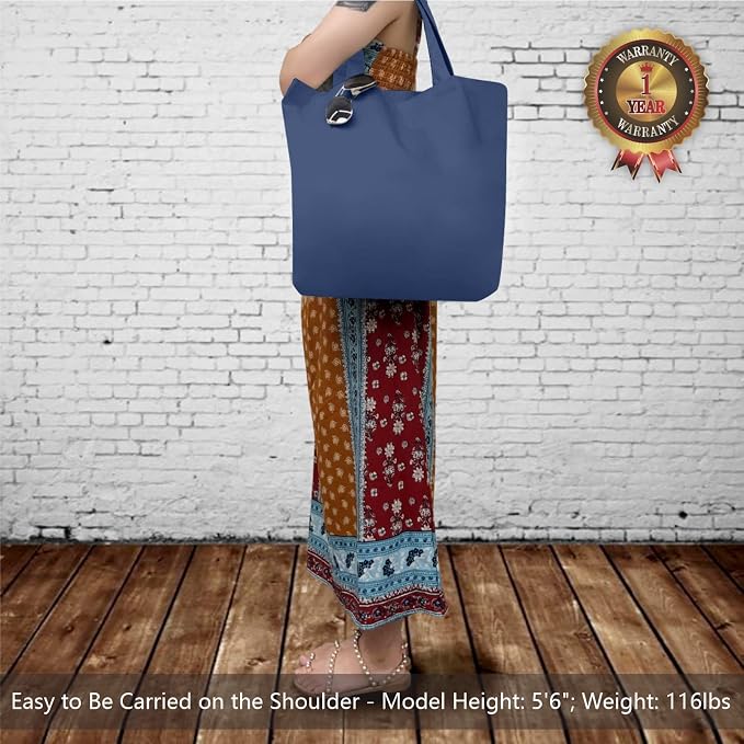 TOPDesign 3-Pack Super Strong Large 12oz Cotton Canvas Tote Bags, Reusable Grocery Shopping Cloth Bags, Fashionable Two-Tone Totes for Crafts, DIY Your Creative Designs - Image 2
