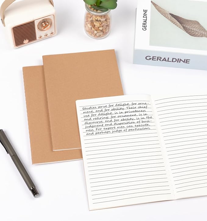 6 Pack A5 Lined Kraft Notebooks Bulk, 8.3x5.5 Inches, Journaling Notebooks | A5 College Ruled Notebook, Soft Cover Composition Notebook, 30 Sheets/60 Pages, Travel Journal Notebooks Set for Work, School - Image 4