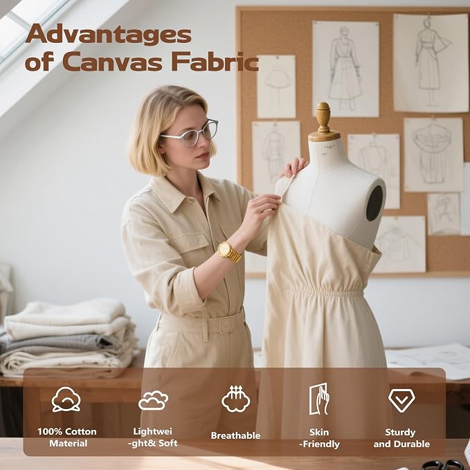 Canvas Fabric, Premium 10oz White Cotton Duck Canvas Fabric 62'' Wide for Arts & Crafts, Backings, Covers,5Yd (60 x 180 inchs) - Image 5