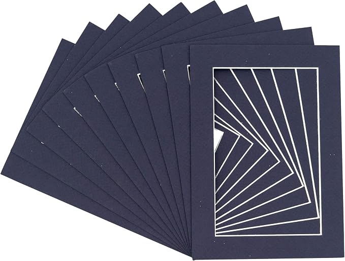 8x10 Mat for 12x16 Frame - Precut Mat Board Acid-Free Navy 8x10 Photo Matte Made to Fit a 12x16 Picture Frame, Premium Matboard for Family Photos, Show Kits, Art, Picture Framing, Pack of 100 Mats by PosterPalooza