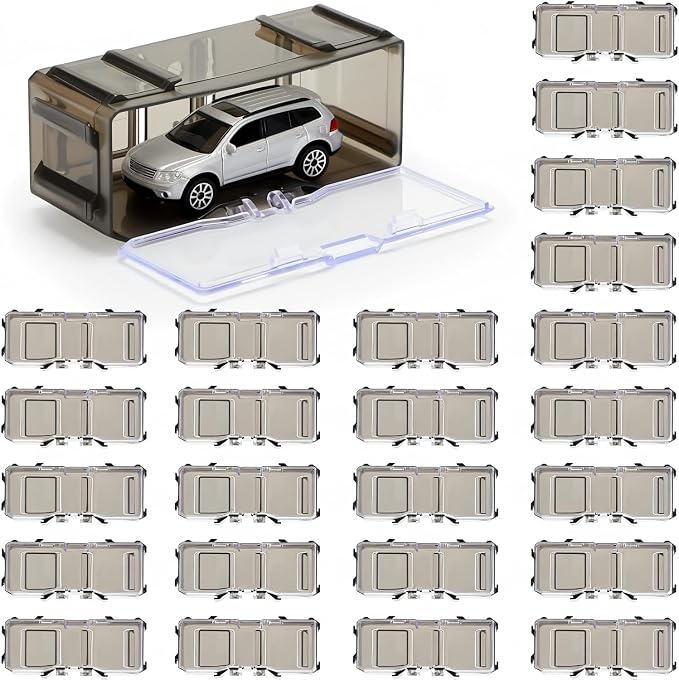 Marsui 144 Pcs 1/64 Scale Toy Cars Organizer Storage Case Clear Individual Toy Car Display Case1.4 x 1.4 x 3.5 Inches (Black Gray) by Marsui