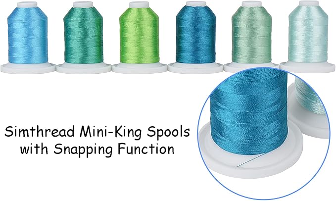 Simthread Embroidery Thread with Storage Box - 800 Yards/Spools | 9 Turquoise and Mint Green Colors for Embroidery and Sewing Machine - Image 4
