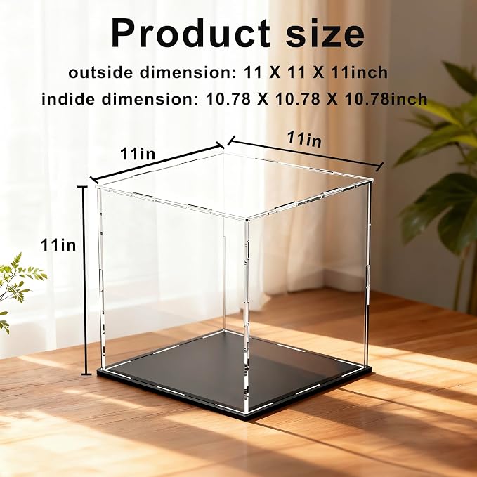 11 Inch Acrylic Case for Display, Clear Display Acrylic Box for Collectibles, Alternative Glass Case with Matt Black Stand for Display Action Figures - Image 5
