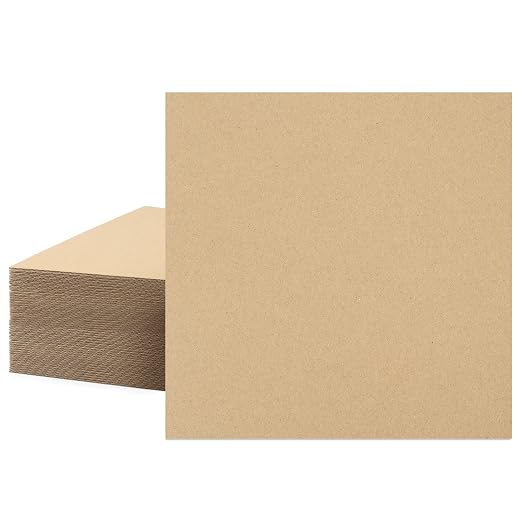Mat Board Center, 50 Corrugated Cardboard Sheets 10x10 Inches Flat Card Board Inserts for Packing, Shipping, Mailing, DIY Crafts by MatBoardCenter