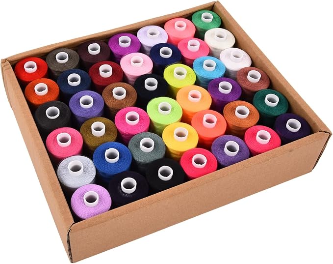 Sewing Thread Set, 42 Colors Polyester Threads for Hand Stitching, 1000 Yards Per Spools, Portable Sewing Supplies for Home Traveler, Adults, Beginner, Embroidery by SYHAQYE