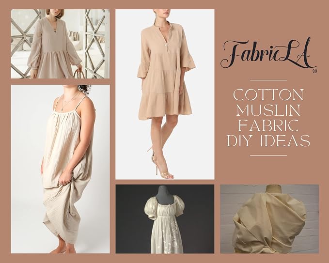 Cotton Fabric By The Yard | Cotton Muslin Fabric | 100% Cotton Fabric | 62" Inches Wide Unbleached Muslin Cloth | Cotton Muslin Fabric by Yard - Natural Muslin Fabric Material | 2 Yards Tela - Image 3