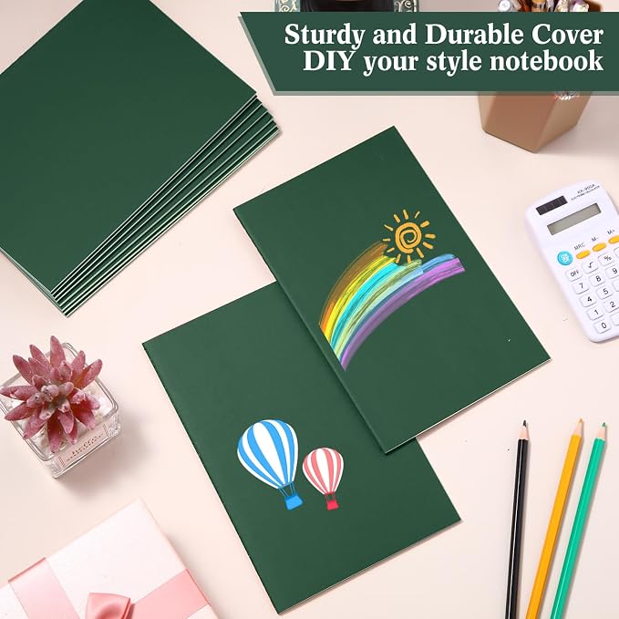 100 Pcs A5 Journals Notebooks Bulk,Green,Lined | Kraft Softcover Small Notebooks 5.5 Inch x 8.3 Inch Notepads with 60 Page 30 Sheet for Writing Sketch Travel Office Supplies - Image 5