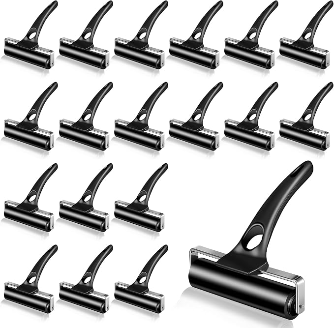 Frienda 18 Pack 4.7 Inch Rubber Brayer Rollers, Bulk Hard Rubber Rollers Tool for Printmaking, Ink Application, Block Printing, Stamping, Wallpaper, Vinyl, Gluing and Crafting by Frienda