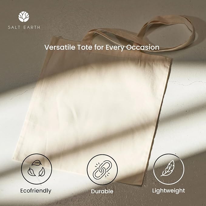 Salt Earth 5|6|12|24|48|100|200 Pack ToteBags Bulk Reusable Totes Grocery Shopping Cloth Bags DIY Promotion Gift Beach Travel - Image 6