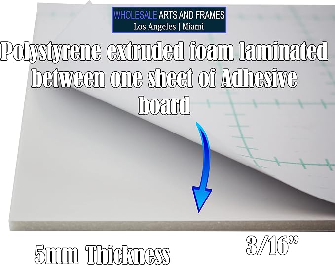 Self Adhesive Foam Board 30x48 25PK Self Stick Mounting Board. Foam Core with Adhesive 30x48 Foamboard. Poster Board with Sticky Side, Self Adhesive Foamcore 30x 48. White, Acid Free, 3/16 Thick - Image 3