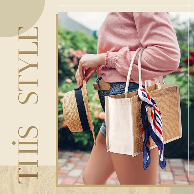 Reginary 16 Pcs Jute Tote Natural Burlap Gift Bags for Bridesmaid Wedding - Image 6