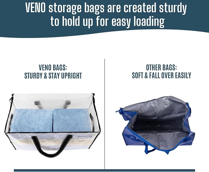 VENO Moving Bags, Storage Bags, Wide Open Top, Clear, 6 Pack | Moving boxes Alternative, Heavy Duty, Packing Supplies, Clothes and Comforter Storage, College Dorm Essentials - Image 6