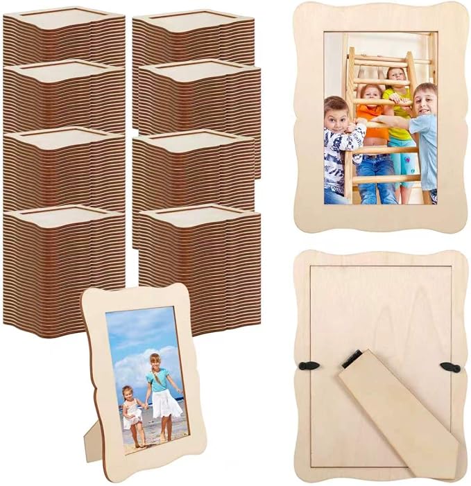 180 Pcs Wooden Picture Frames for Crafts, 4" X 6" DIY Wood Photo Frames Craft, Unfinished Picture Frames for Birthday, Wedding & Home Decor by Unknown