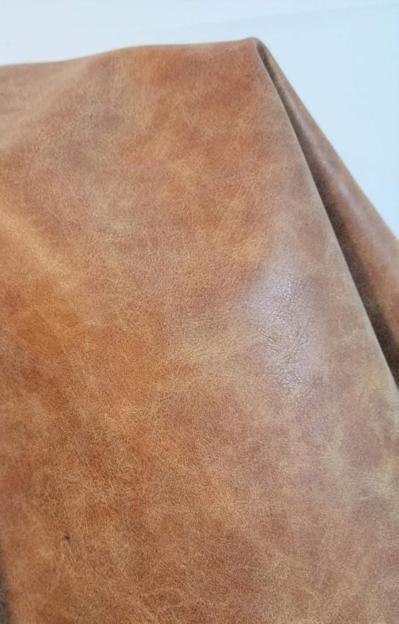 NAT Leathers | Blonde Distressed Soft Leather Upholstery Fabric (Peta Approved Vegan) | 2 yards (72 x 54 inches wide) cut by The yard | Synthetic Smooth PU Pleather 0.9 mm | (72" x 54") by NATLeathers