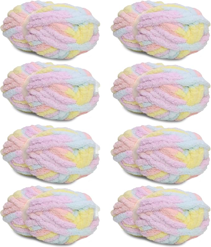 8 Pack Giant Chunky Yarn for Crocheting/Hand Knitting, Blanket Extra Thick Yarn, Super Bulky Large Soft Fluffy Plush Fuzzy Thick Chenille Yarn-1 Pack of 226g/7.97oz-Candy Colors - Image 8