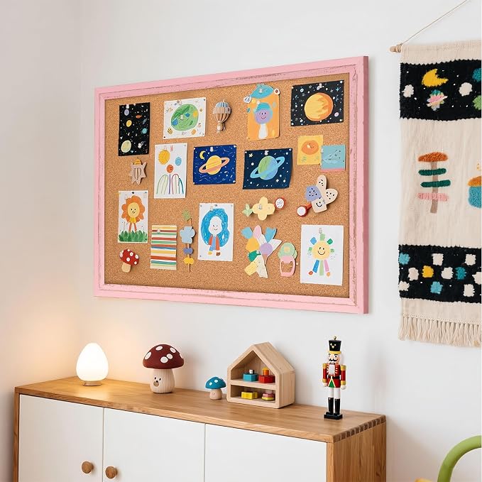 Cork Board Bulletin Board, 36"x24" Corkboard for Wall | Pink Wooden Frame, Decorative Pin Board, Message Board, Notice Board, Vision Board for Home, Office, Kitchen - Image 8