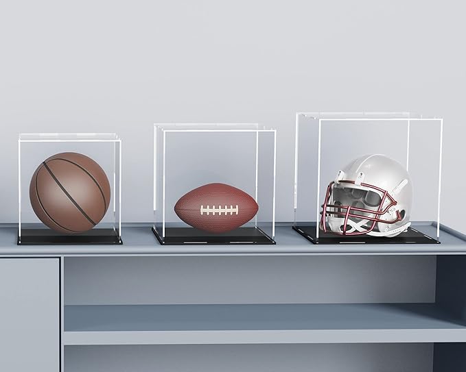 Clear Acrylic Display Case with Matt Black Base and Lid, Dust-Proof Acrylic Showcase, Cube Counter-Tops Box for Large Collectibles (10x10x10 inch)