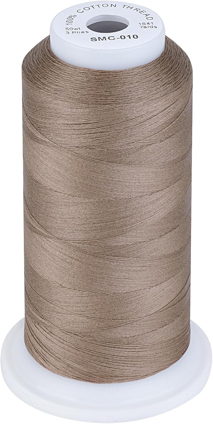 Simthread 100% Cotton Thread 50wt 1641 Yards Beige for Home Sewing Quilting Machine by Simthread