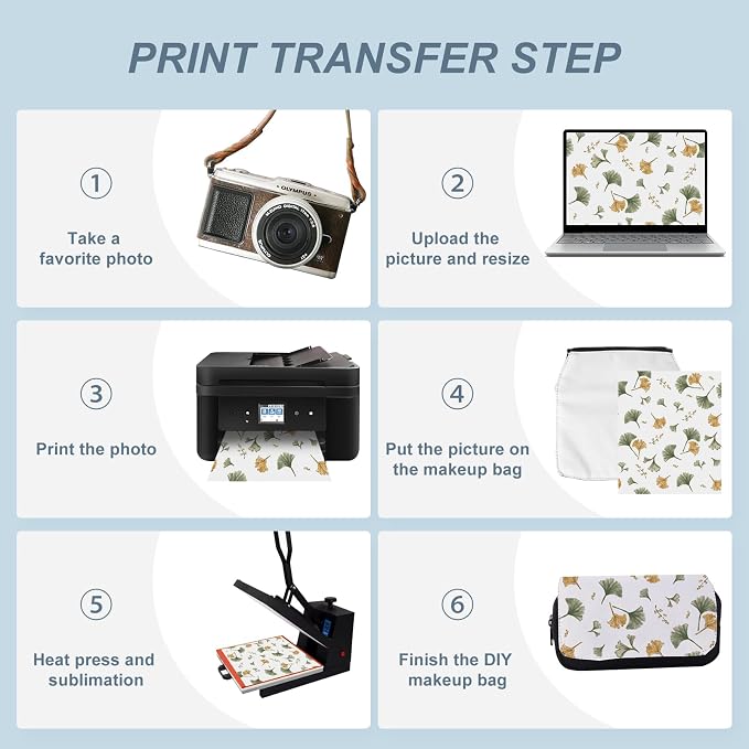 8Pcs Sublimation Makeup Bag Blanks,Sublimation Makeup Bags Bulk Travel Toiletry Bag Cosmetic Bags For Women Heat Transfer Removable Sublimation Bags with Zipper Cosmetic Make Up Bag for DIY Craft - Image 4