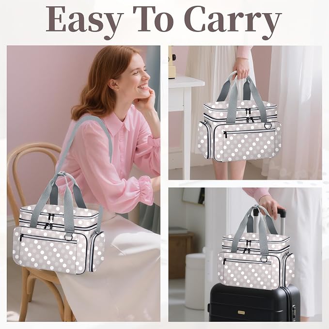 Anitor Sewing Supplies Organizer, Double Layer Sewing Storage Organizer | Two Detachable Dividers, Large Travel Sewing Bag Organizer with Shoulder Strap for Accessories (Bag Only) - Image 7