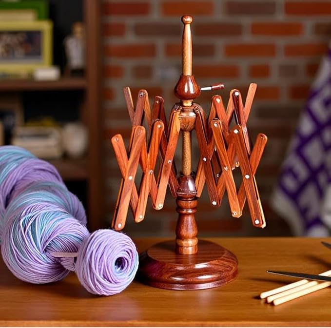 Vintage Wooden Yarn Winder for Knitting and Crocheting Wool Yarn String and Fiber Ball Winder(Rose Wood Swift) - Image 2