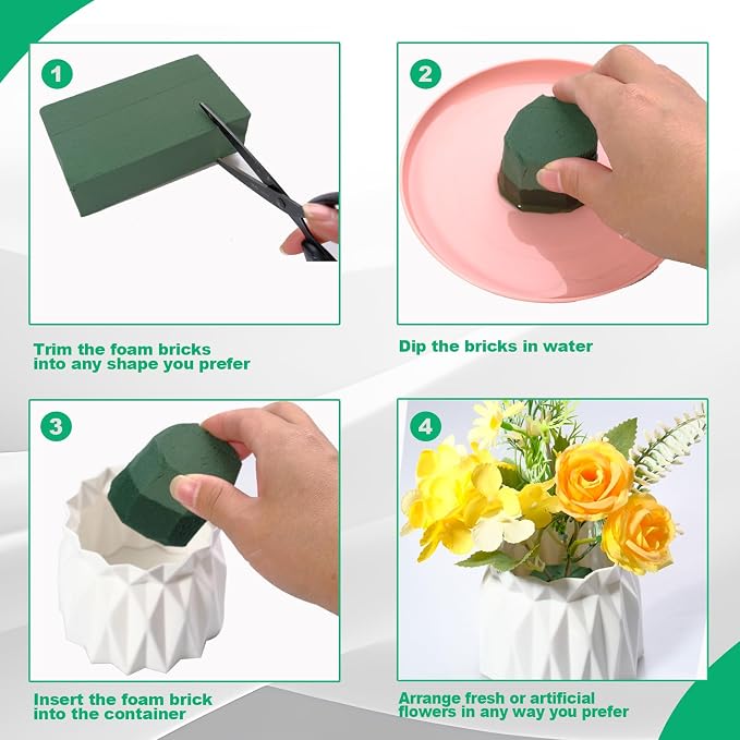 TANEMUDO 36 Packs Floral Foam Blocks Wet & Dry for Flower Arranging,5.5 x 3.1 x 1.8 Inches Floral Styrofoam Blocks Kit for Fresh and Artificial Flowers, Wedding and Home Decor - Image 5
