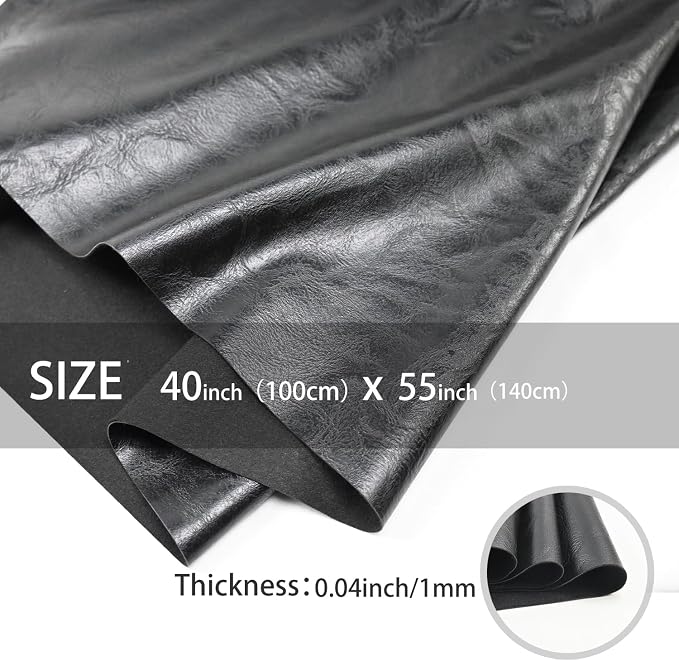 100x140cm Black Soft Faux Leather Fabric, 1mm Thick PU Material | Exquisite Artificial Leather offers unparalleled comfort and elegance. Perfect for upholstery, fashion, and crafting. - Image 2