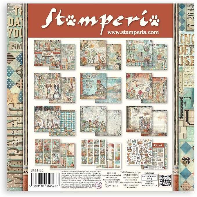 Stamperia - Scrapbook Paper Pad for Scrapbooking, Albums, Card Making, Bullet Journalling and More, Acid Free, Double-Sided, Perfect for Hobbies, Crafts, and Gifting (Furry Friends) (20.3 x 20.3 cm) - Image 2