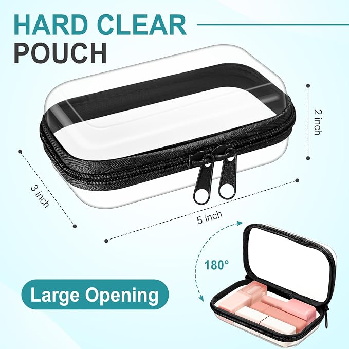 Sanwuta 6 Clear Hard Zipper Case,Black,5 X 3 X 2 Inch | Pencil Case Pouches ,Makeup Bag,Plastic Toiletry Diaper Bag ,Travel Toy Storage,Waterproof Organizer Bins - Image 2