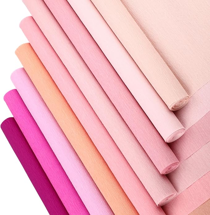Kisston 18 Rolls Crepe Paper Roll 20 Inch 8 Feet Wide Crepe Paper Streamer 70g DIY Flower Wrapping Supplies for Birthday Party Wedding Festival Ornament (Pink) by Kisston